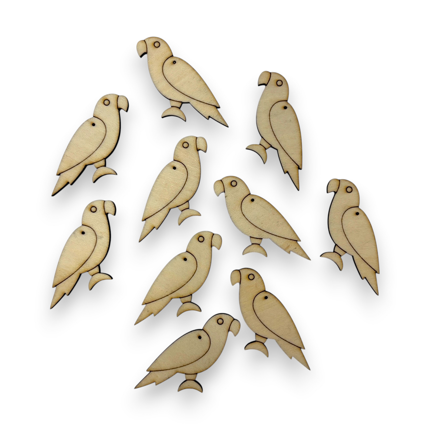 Wooden Bird Earring Blanks for DIY Jewellery Making, dangles - 10pc Laser Cut Pieces