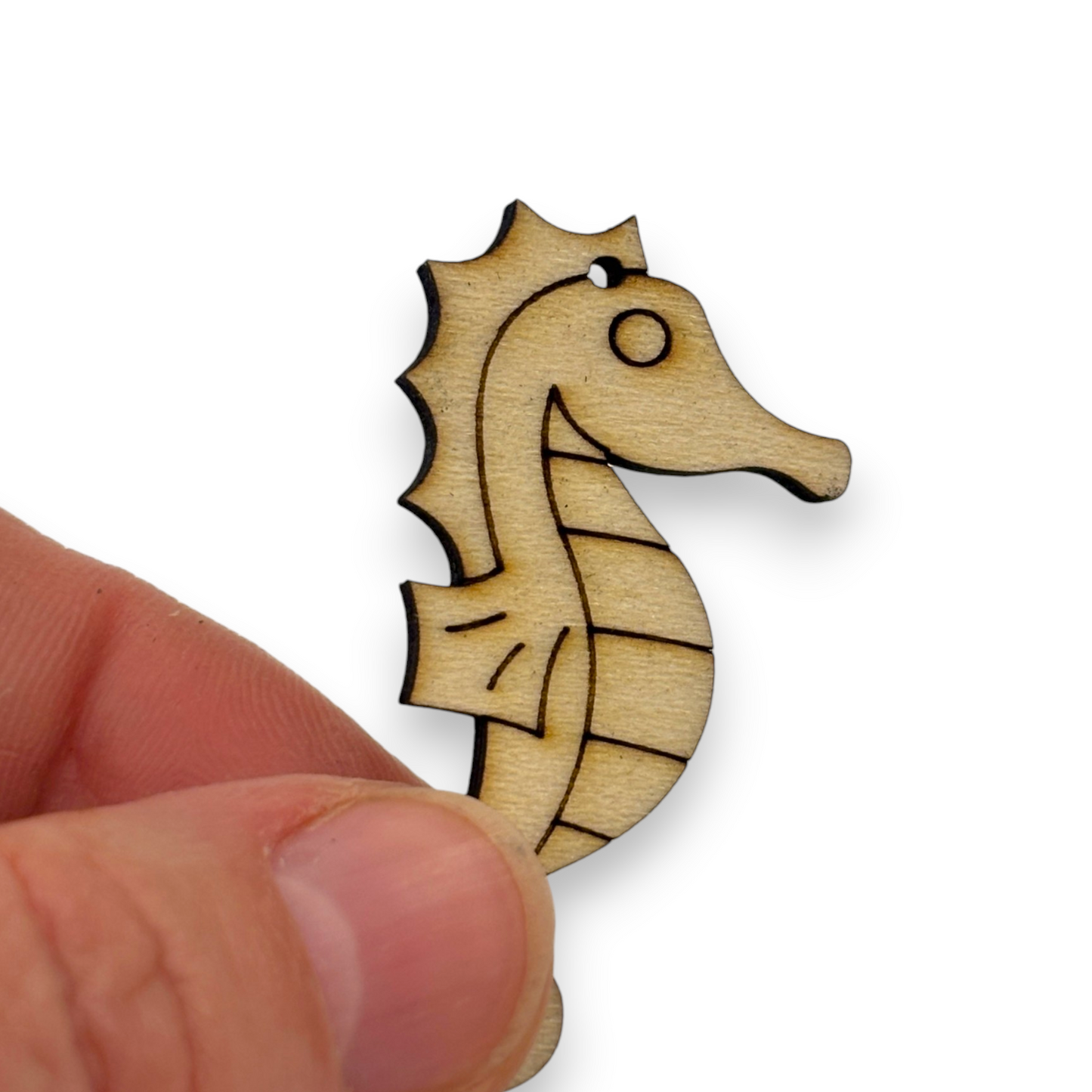 Wooden Seahorse Key Ring & Bag Tag Blanks for DIY, Set of 5