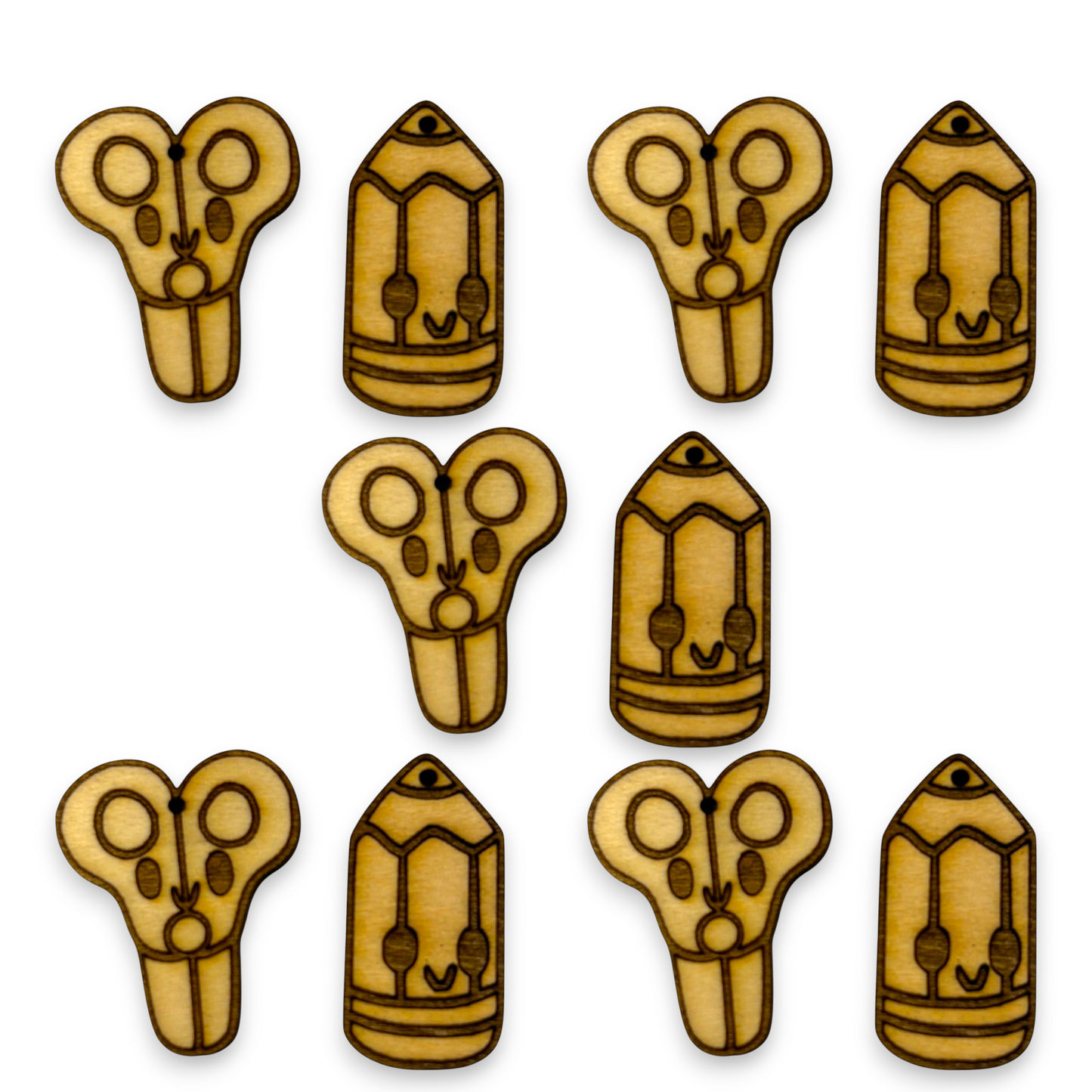 Wooden Teacher Earring Blanks for DIY Jewellery Making, dangles - 10pc Laser Cut Pieces