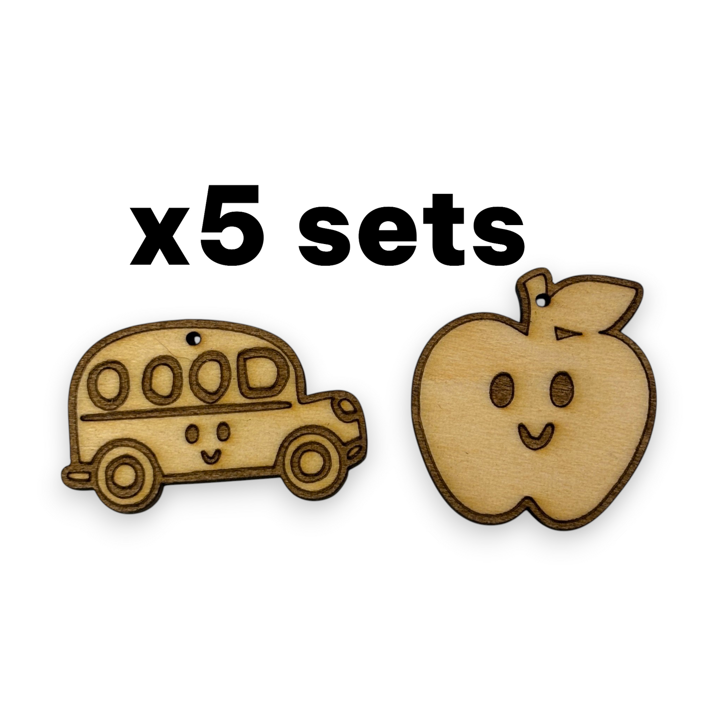Wooden Teacher Earring Blanks for DIY Jewellery Making, dangles - 10pc Laser Cut Pieces