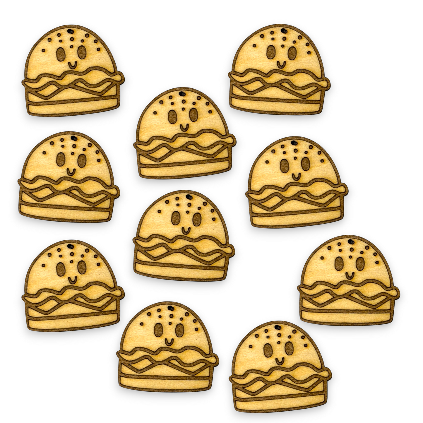 Wooden Food Earring Blanks for DIY Jewellery Making, dangles - 10pc Laser Cut Pieces
