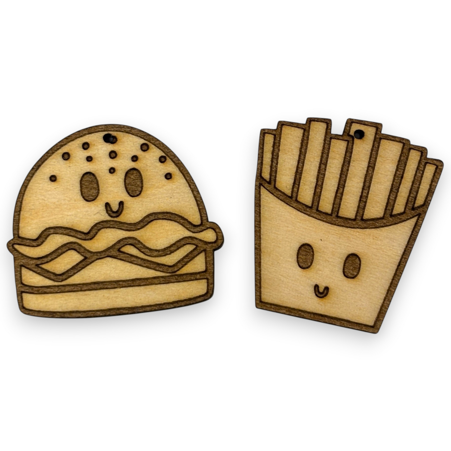 Wooden Food Earring Blanks for DIY Jewellery Making, dangles - 10pc Laser Cut Pieces
