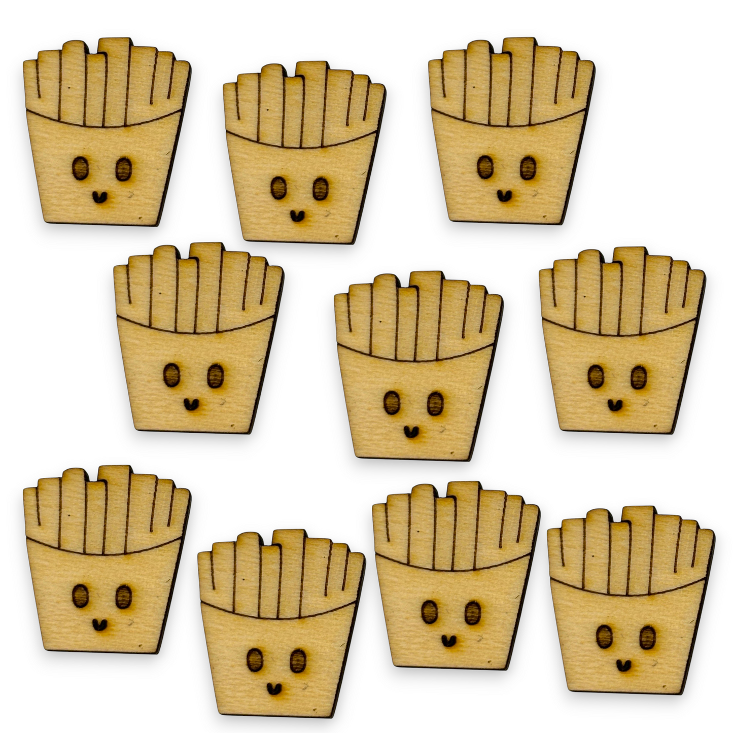 Wooden Food Earring Blanks for DIY Jewellery Making, scrapbooking - Studs - 10pc Laser