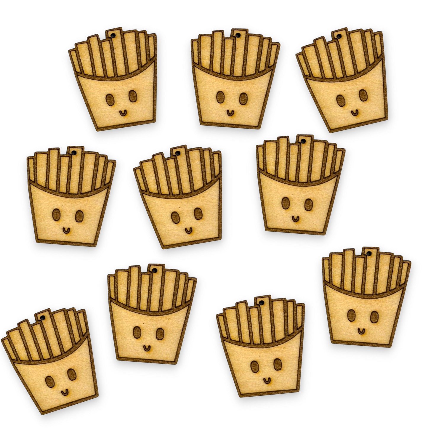 Wooden Food Earring Blanks for DIY Jewellery Making, dangles - 10pc Laser Cut Pieces