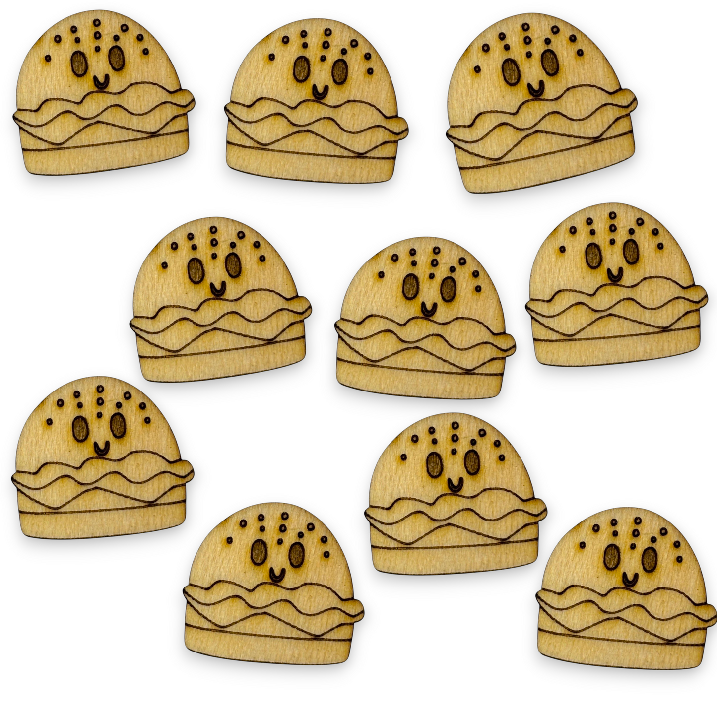 Wooden Food Earring Blanks for DIY Jewellery Making, scrapbooking - Studs - 10pc Laser