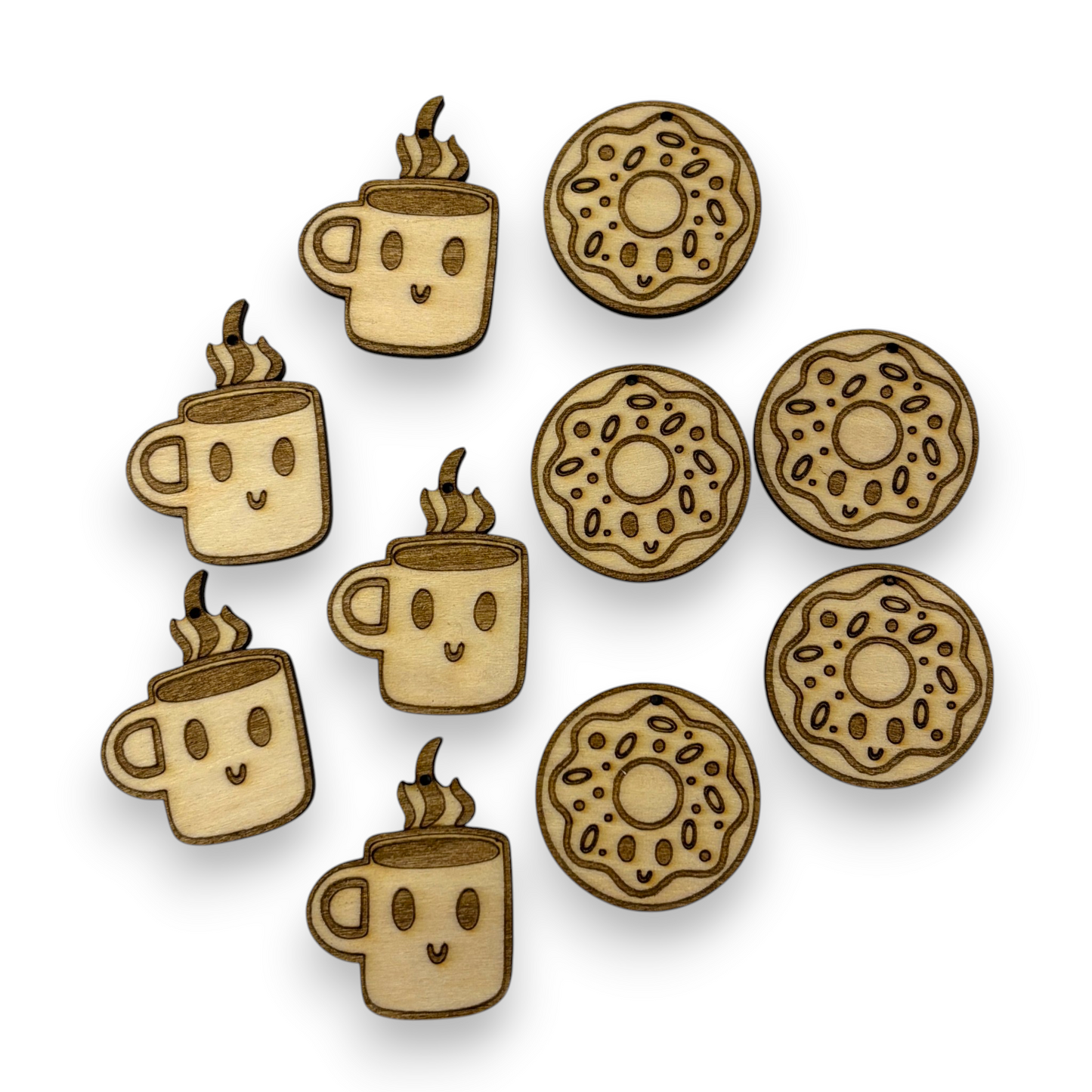 Wooden Food Earring Blanks for DIY Jewellery Making, dangles - 10pc Laser Cut Pieces