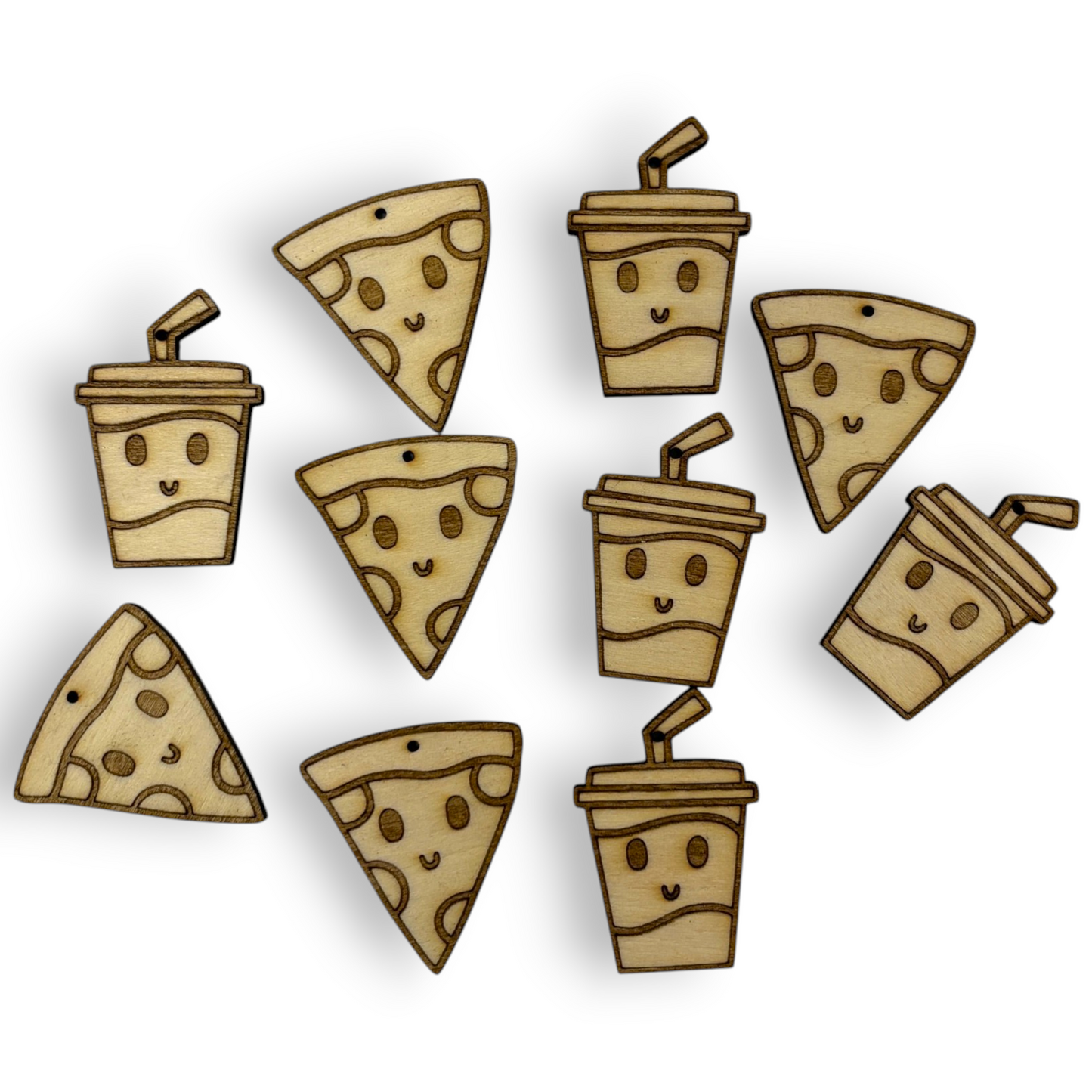 Wooden Food Earring Blanks for DIY Jewellery Making, dangles - 10pc Laser Cut Pieces