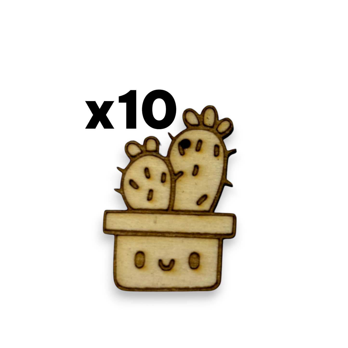 Wooden Cactus Earring Blanks for DIY Jewellery Making, dangles - 10pc Laser Cut Pieces