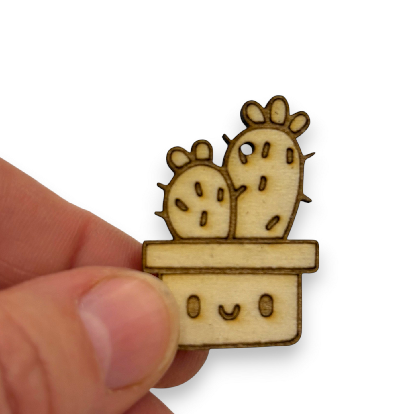 Wooden Cactus Earring Blanks for DIY Jewellery Making, dangles - 10pc Laser Cut Pieces