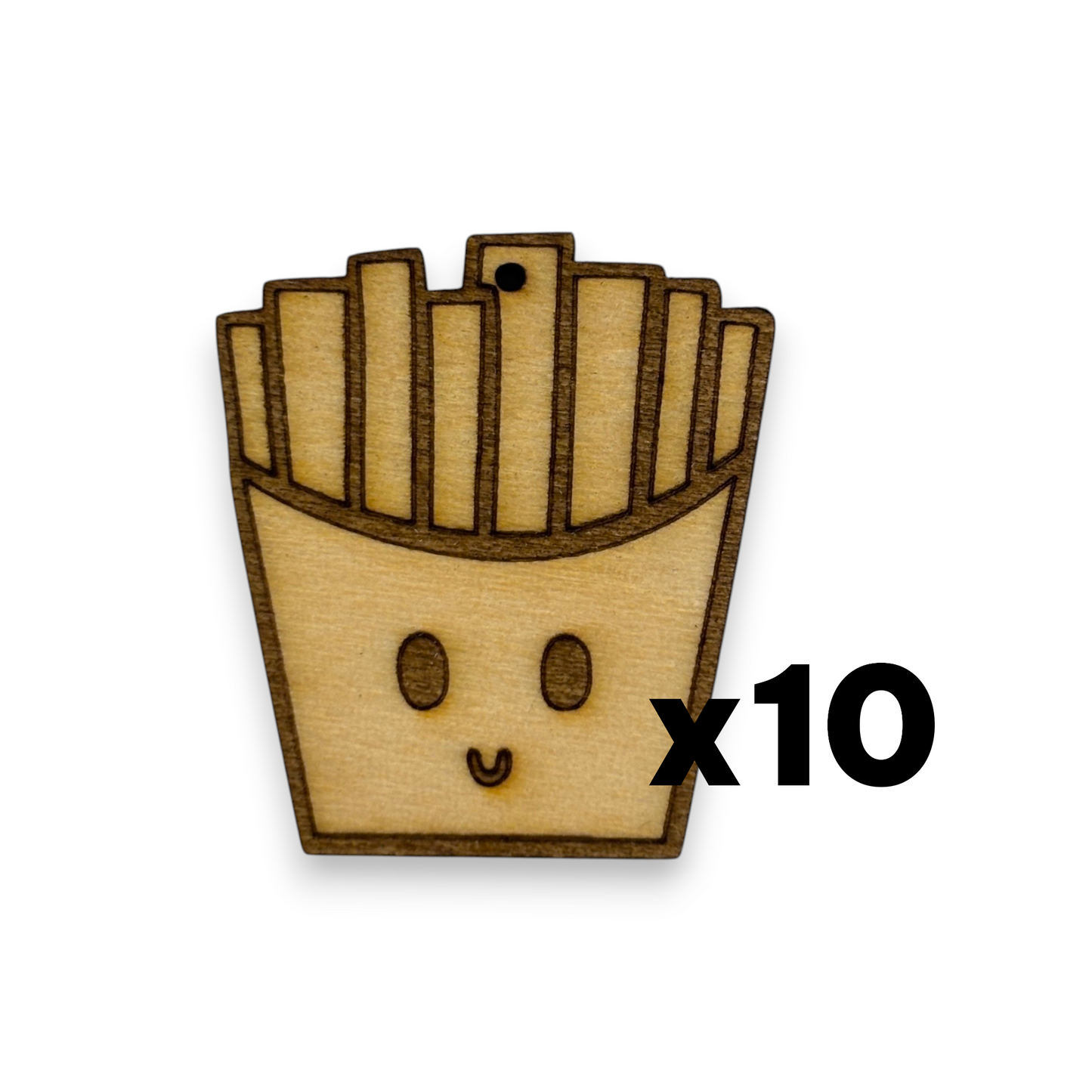 Wooden Food Earring Blanks for DIY Jewellery Making, dangles - 10pc Laser Cut Pieces