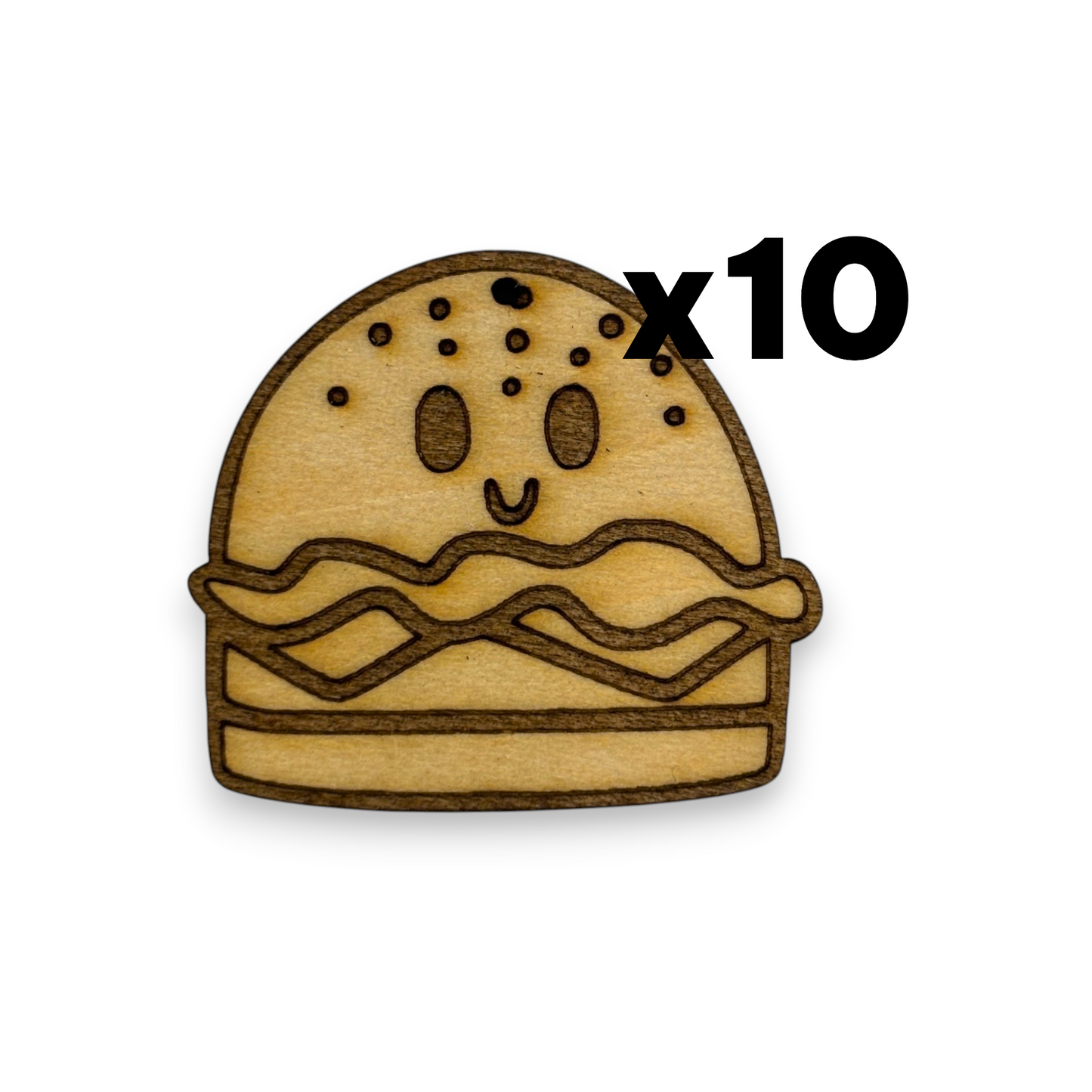 Wooden Food Earring Blanks for DIY Jewellery Making, dangles - 10pc Laser Cut Pieces