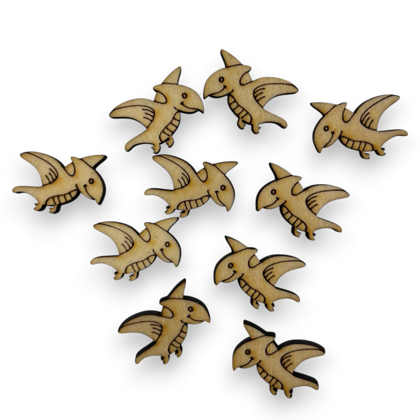 Wooden Dinosaur Earring Blanks for DIY Jewellery Making - Studs - 10pc Laser Cut Set