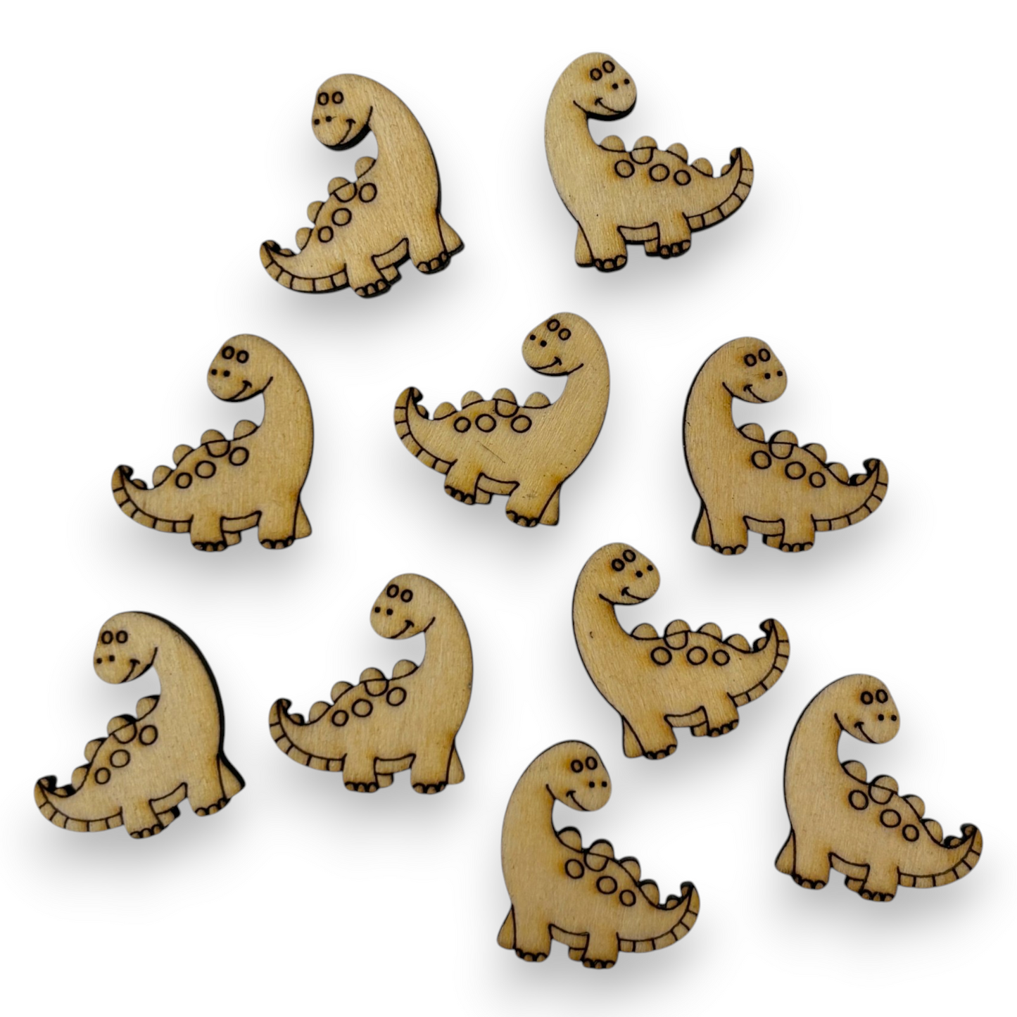 Wooden Dinosaur Earring Blanks for DIY Jewellery Making - Studs - 10pc Laser Cut Set