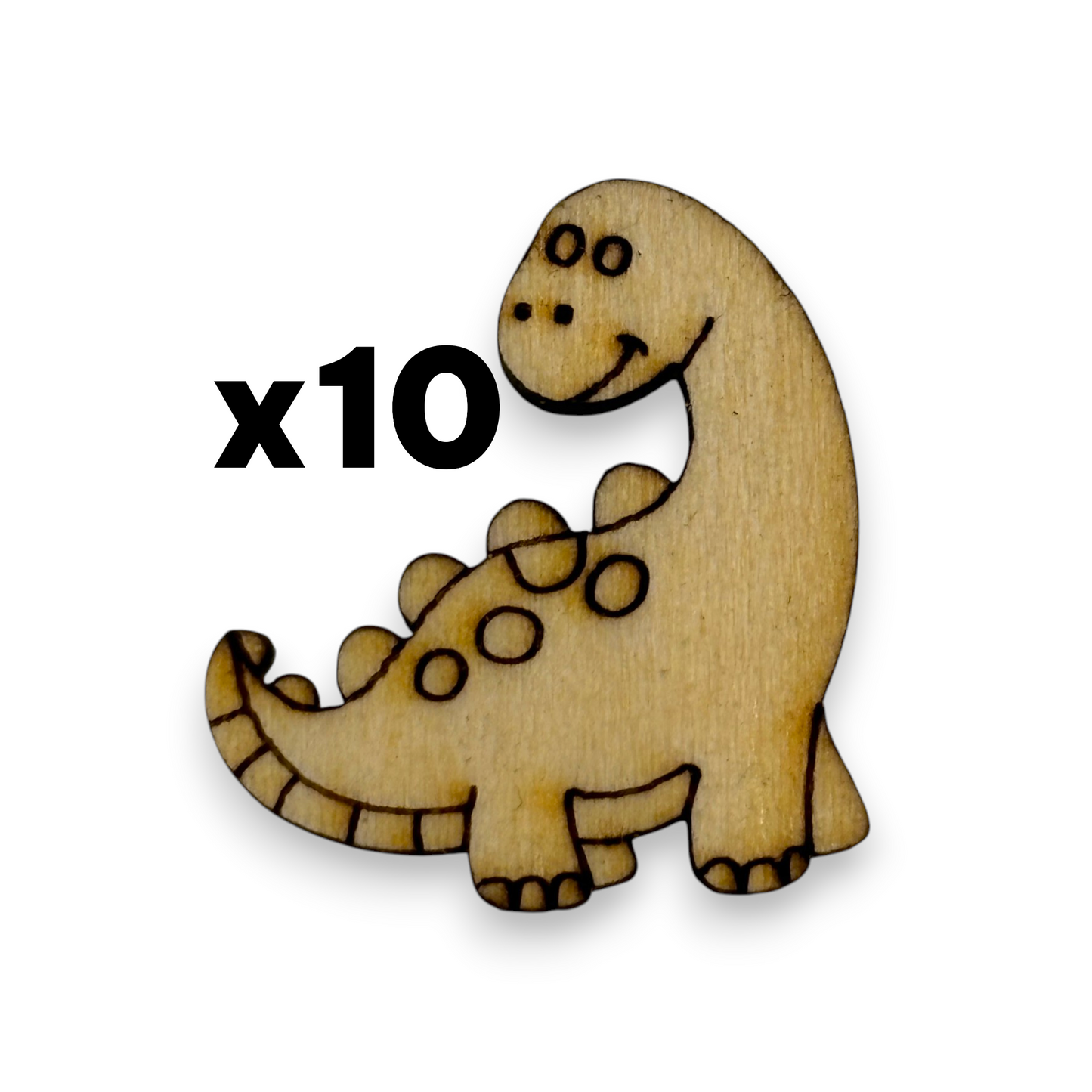 Wooden Dinosaur Earring Blanks for DIY Jewellery Making - Studs - 10pc Laser Cut Set