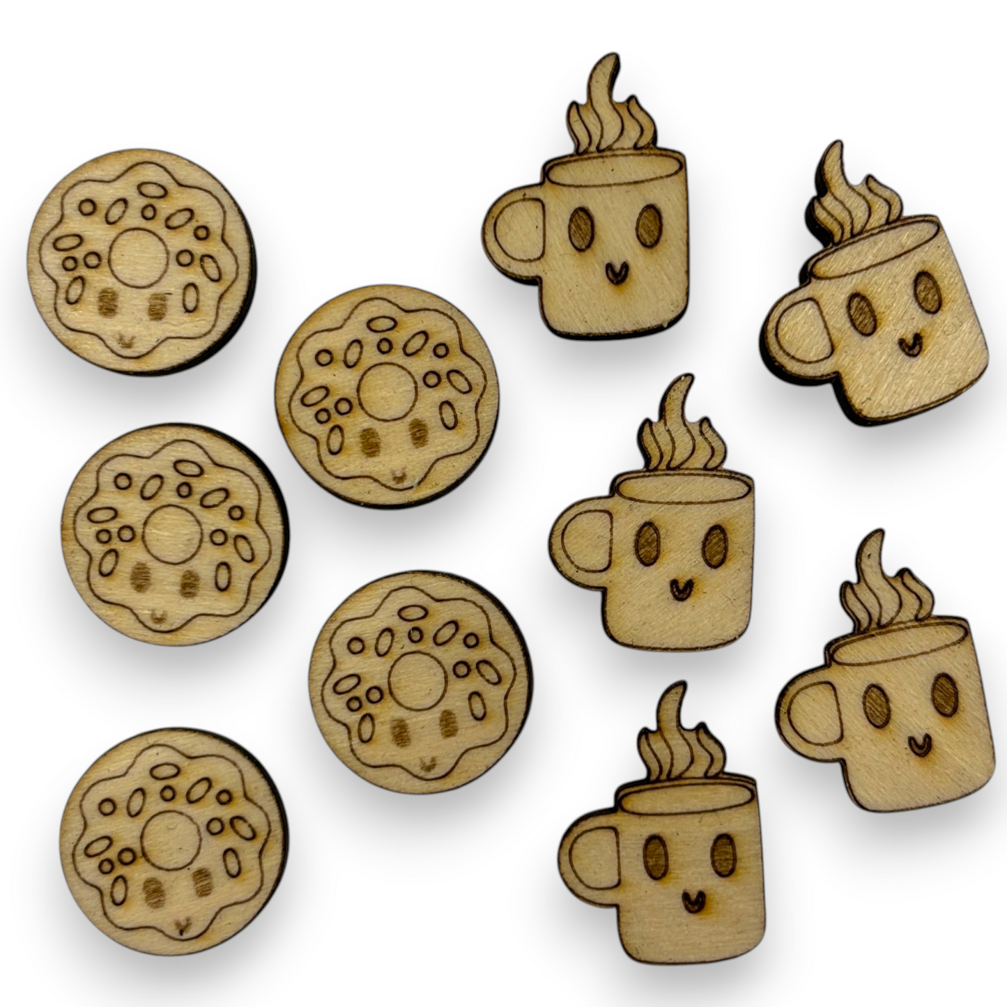 Wooden Food Earring Blanks for DIY Jewellery Making, scrapbooking - Studs - 10pc Laser Cut Set