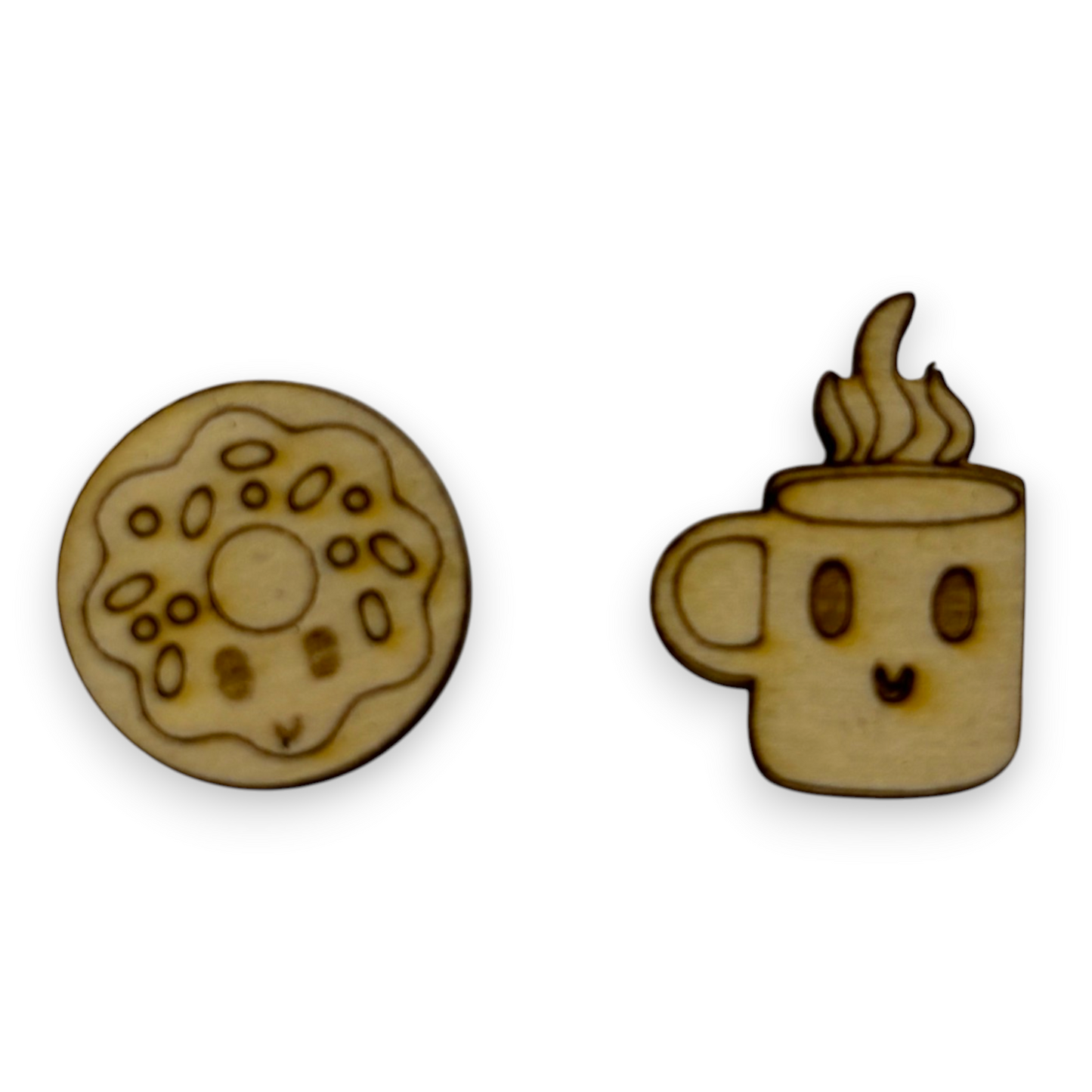 Wooden Food Earring Blanks for DIY Jewellery Making, scrapbooking - Studs - 10pc Laser Cut Set