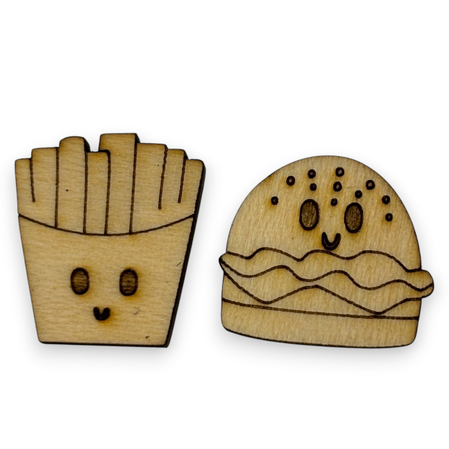 Wooden Food Earring Blanks for DIY Jewellery Making, scrapbooking - Studs - 10pc Laser Cut Set