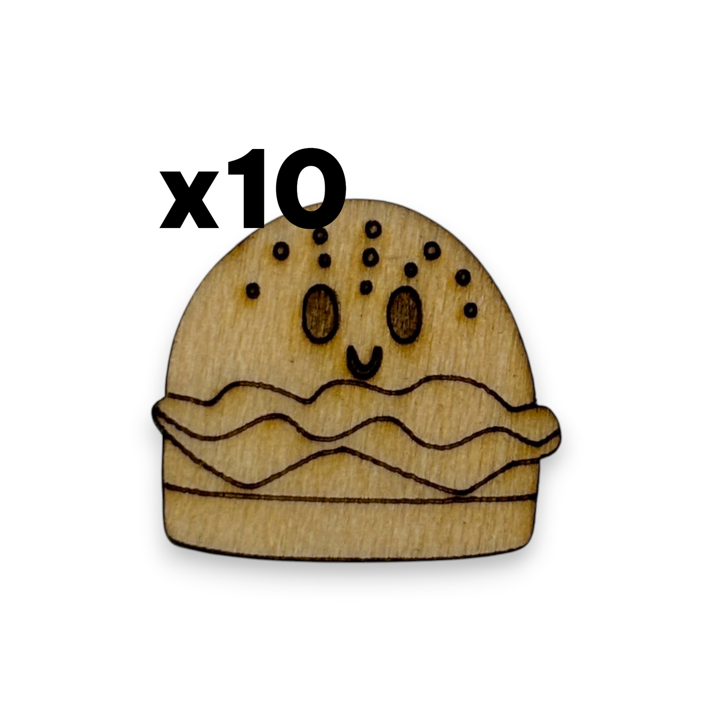 Wooden Food Earring Blanks for DIY Jewellery Making, scrapbooking - Studs - 10pc Laser