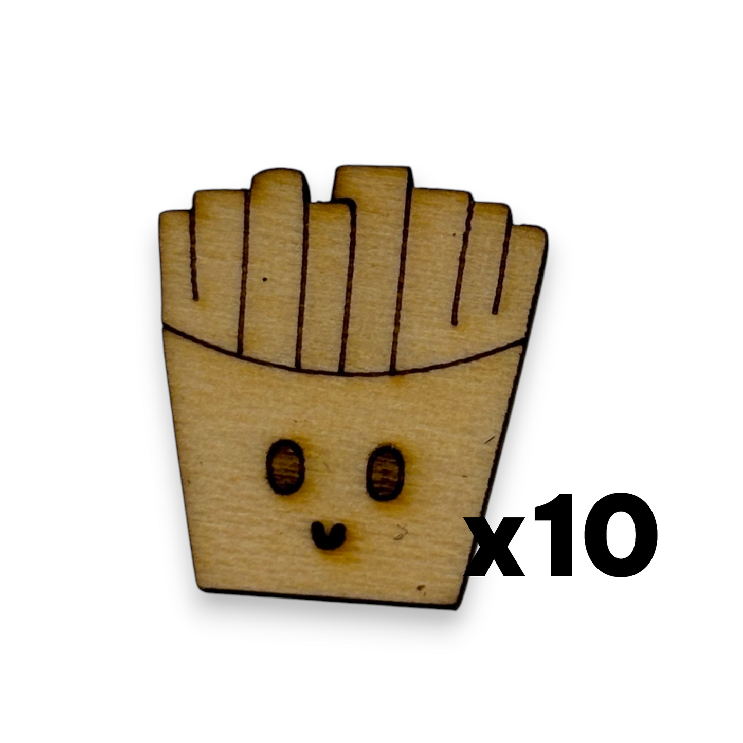 Wooden Food Earring Blanks for DIY Jewellery Making, scrapbooking - Studs - 10pc Laser