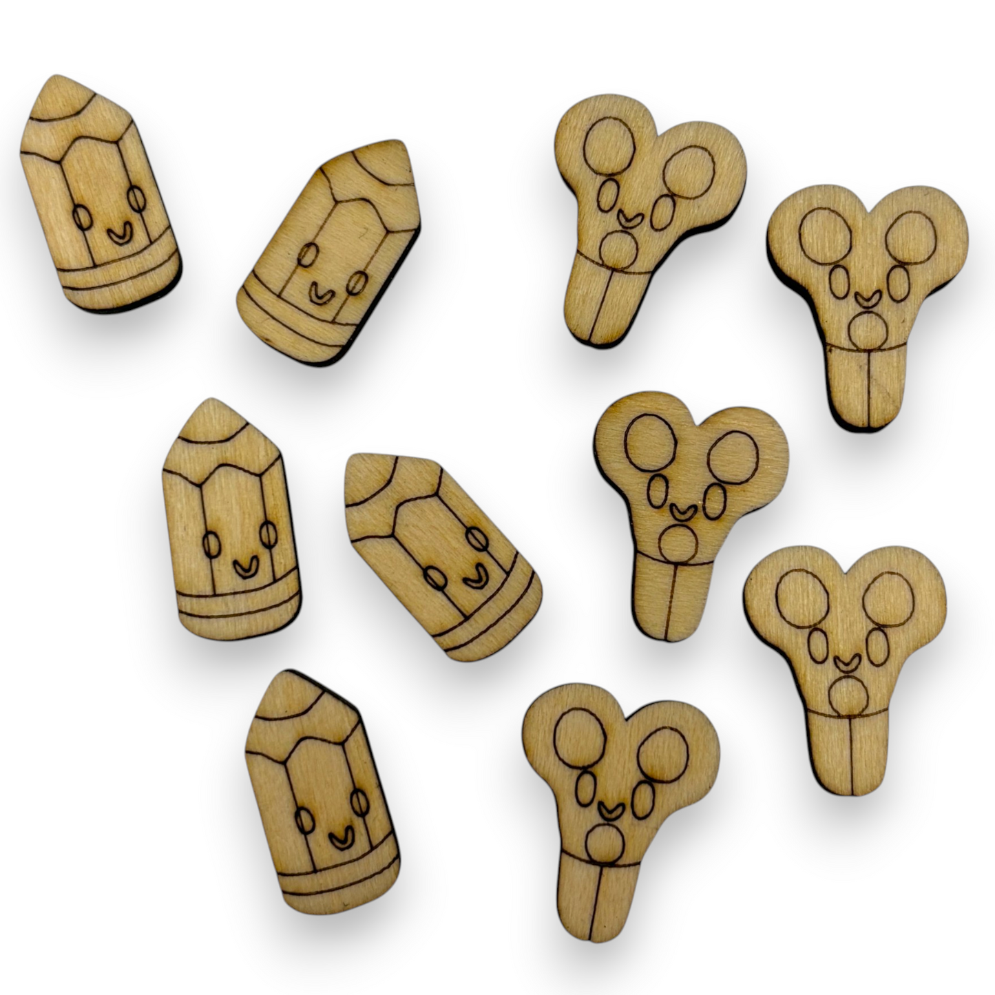 Wooden Teacher Earring Blanks for DIY Jewellery Making, Scrapbooking - Studs - 10pc Laser Cut Set