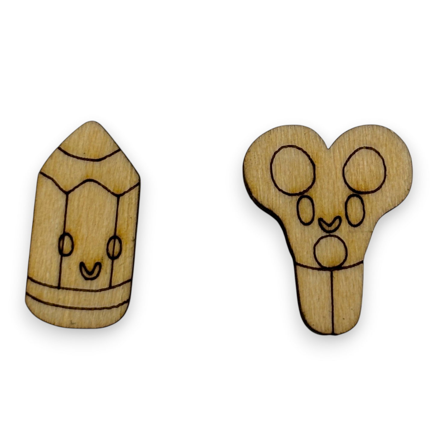 Wooden Teacher Earring Blanks for DIY Jewellery Making, Scrapbooking - Studs - 10pc Laser Cut Set