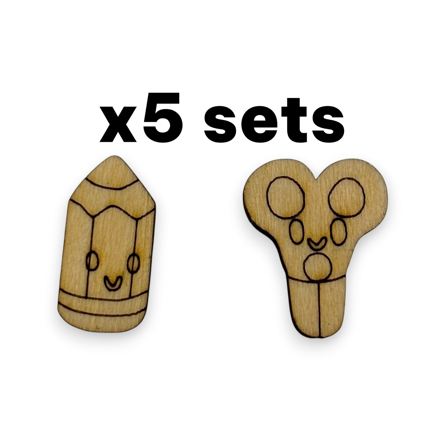 Wooden Teacher Earring Blanks for DIY Jewellery Making, Scrapbooking - Studs - 10pc Laser Cut Set