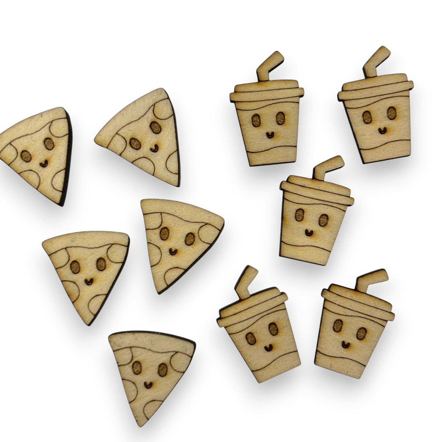 Wooden Food Earring Blanks for DIY Jewellery Making, scrapbooking - Studs - 10pc Laser