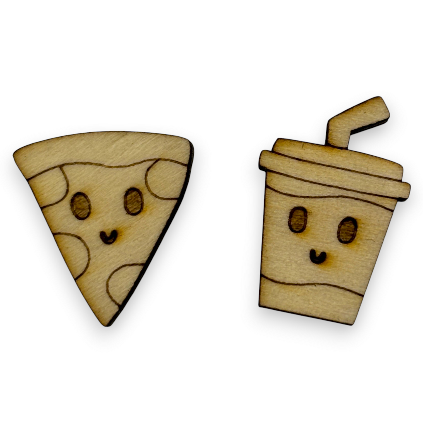 Wooden Food Earring Blanks for DIY Jewellery Making, scrapbooking - Studs - 10pc Laser