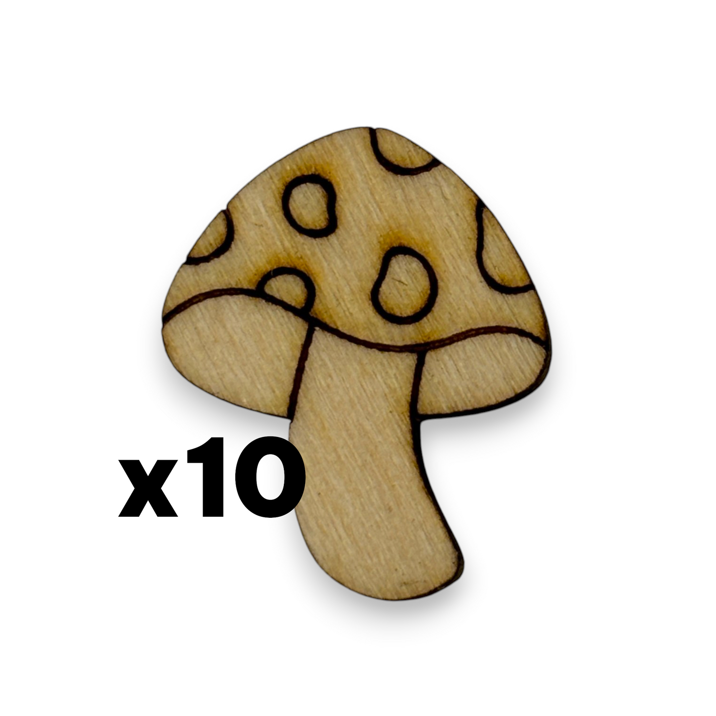 Wooden Mushroom Earring Blanks for DIY Jewellery Making, scrapbooking - Studs - 10pc Laser Cut Pieces