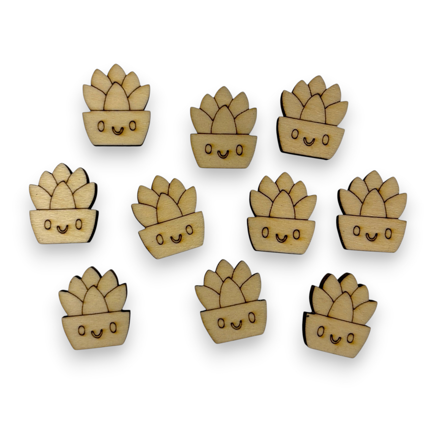 Wooden Plant Earring Blanks for DIY Jewellery Making, scrapbooking - Studs - 10pc Laser Cut Pieces