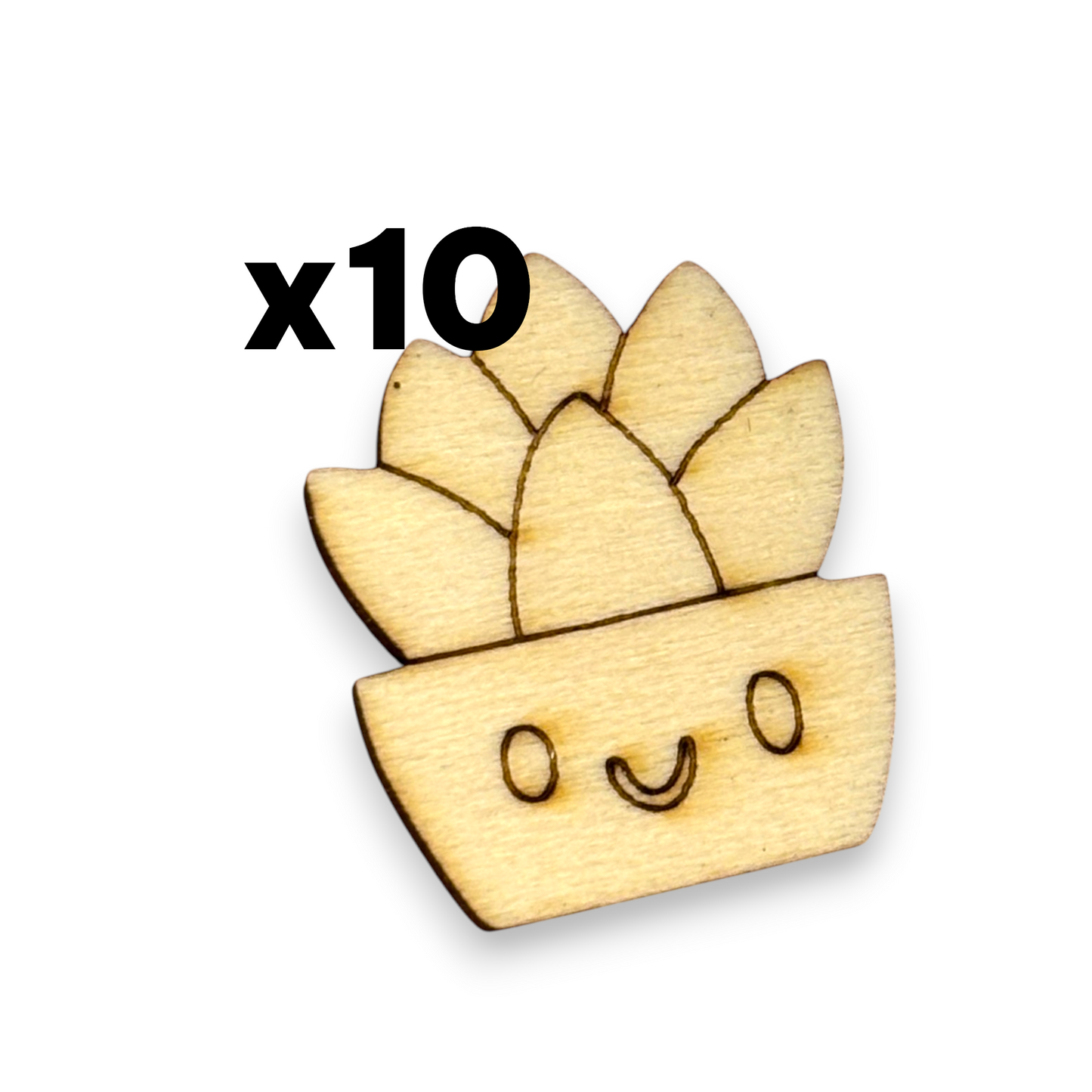 Wooden Plant Earring Blanks for DIY Jewellery Making, scrapbooking - Studs - 10pc Laser Cut Pieces