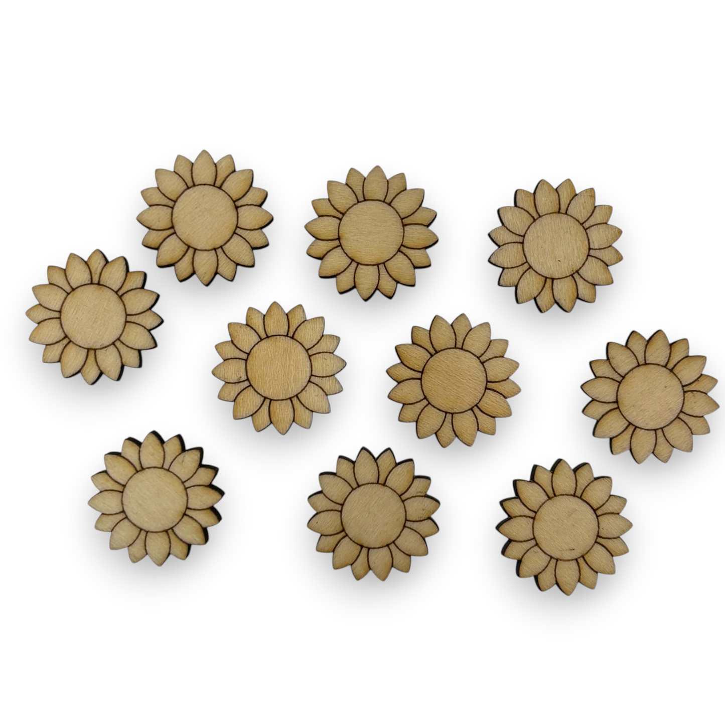 Wooden Flower Earring Blanks for DIY Jewellery Making, scrapbooking - Studs - 10pc Laser Cut Pieces