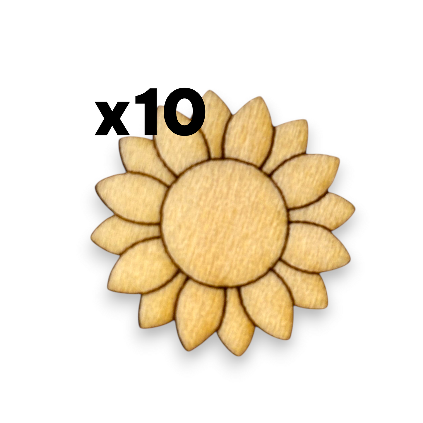 Wooden Flower Earring Blanks for DIY Jewellery Making, scrapbooking - Studs - 10pc Laser Cut Pieces