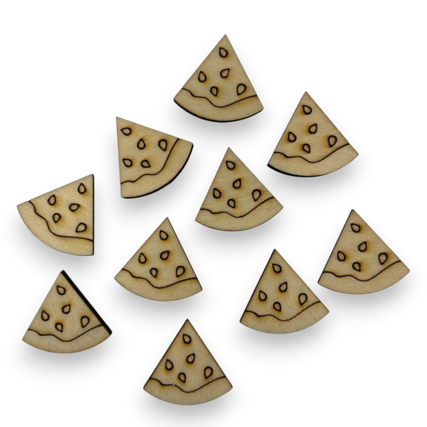 Wooden Watermelon Earring Blanks for DIY Jewellery Making, scrapbooking - Studs - 10pc Laser Cut Pieces