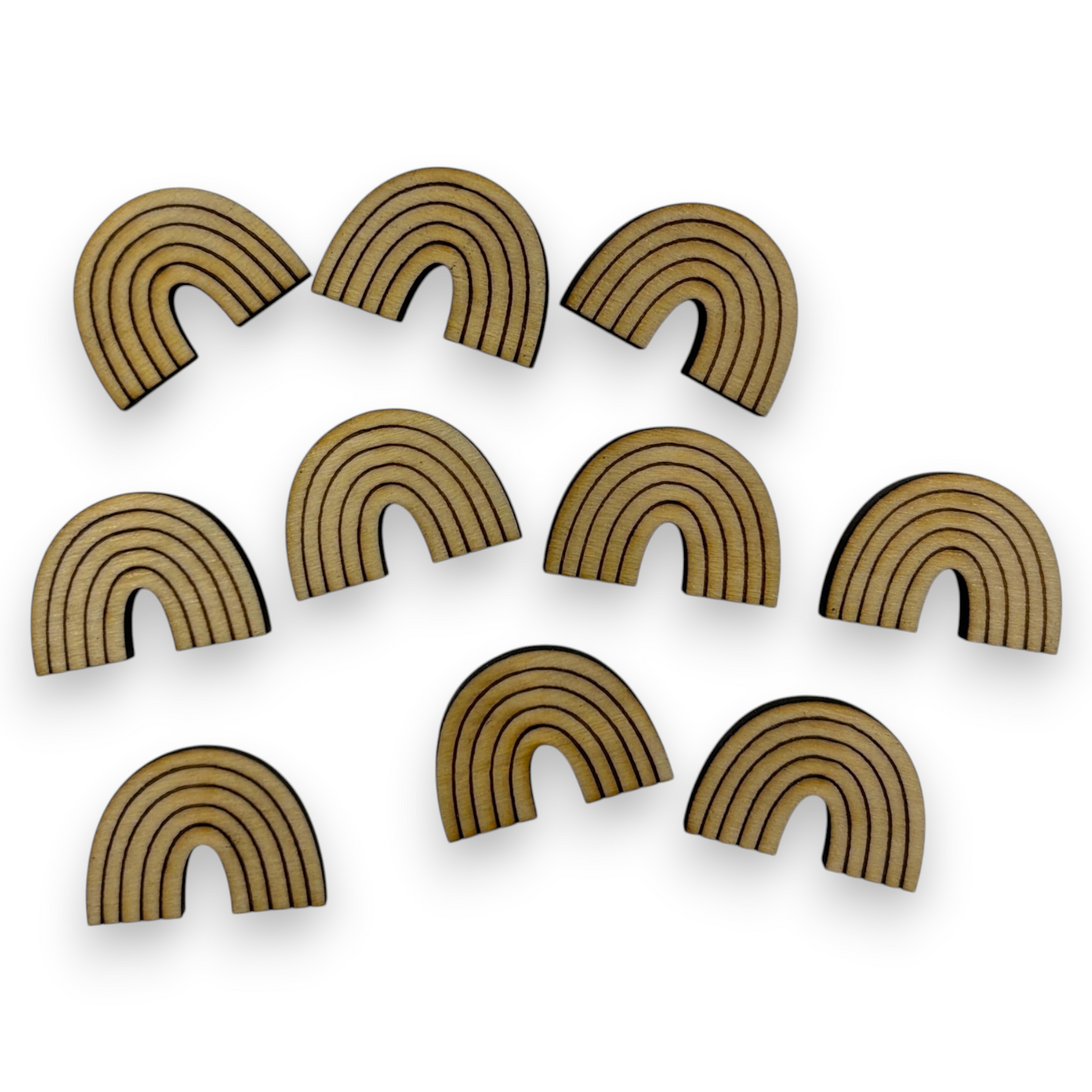 Wooden Rainbow Earring Blanks for DIY Jewellery Making, scrapbooking - Studs - 10pc Laser Cut Pieces