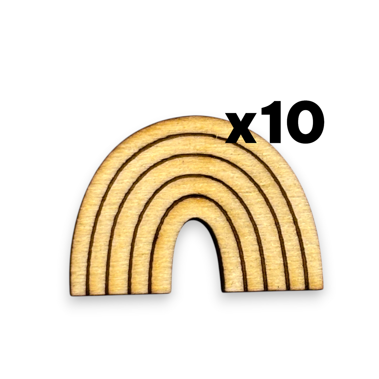 Wooden Rainbow Earring Blanks for DIY Jewellery Making, scrapbooking - Studs - 10pc Laser Cut Pieces