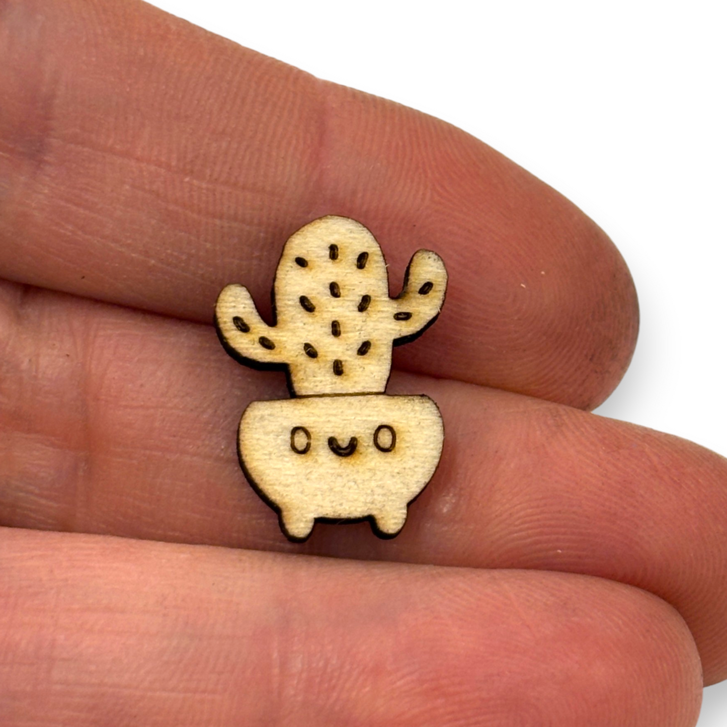 Wooden Cactus Earring Blanks for DIY Jewellery Making, scrapbooking - Studs - 10pc Laser Cut Pieces