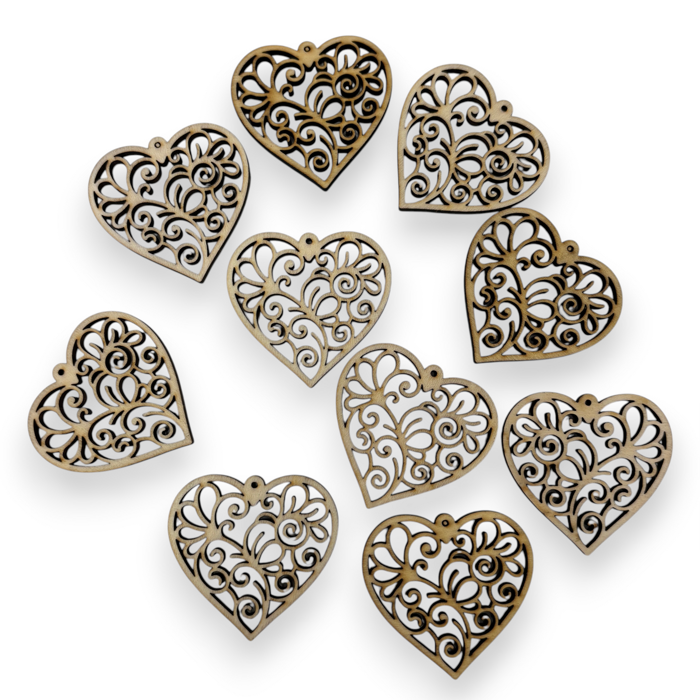Wooden Heart Earring Blanks for DIY Jewellery Making, dangles - 10pc Laser Cut Pieces