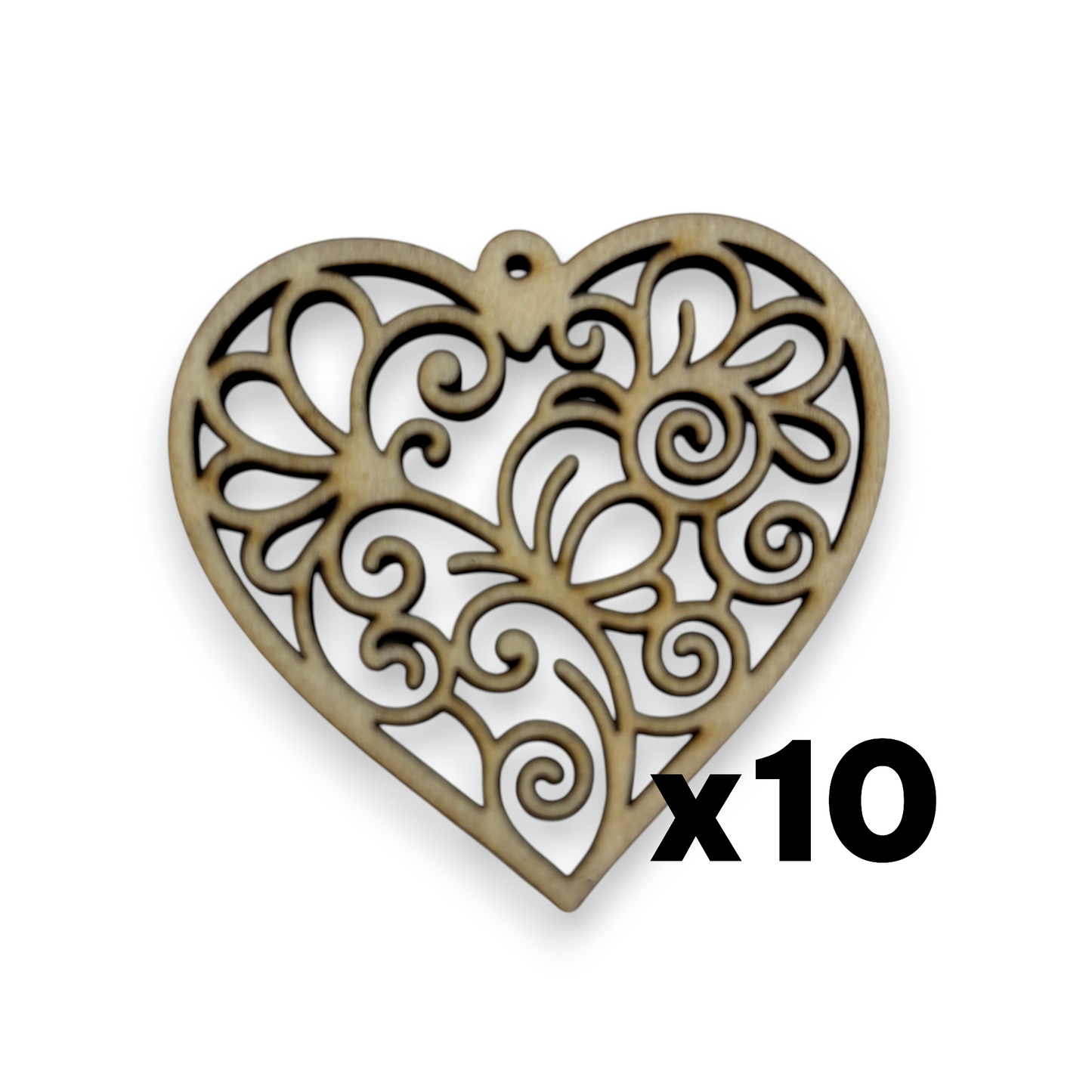 Wooden Heart Earring Blanks for DIY Jewellery Making, dangles - 10pc Laser Cut Pieces