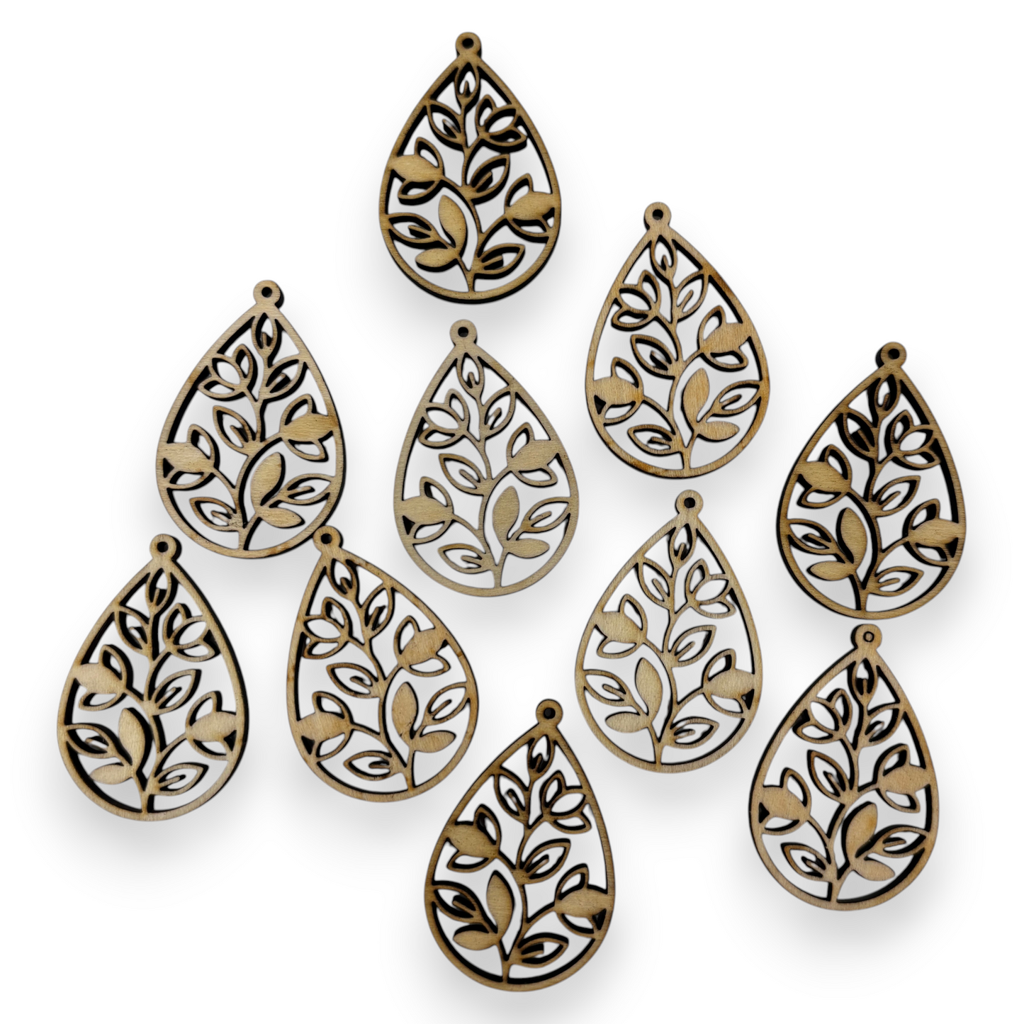 Wooden Teardrop Earring Blanks for DIY Jewellery Making, dangles - 10pc Laser Cut Pieces