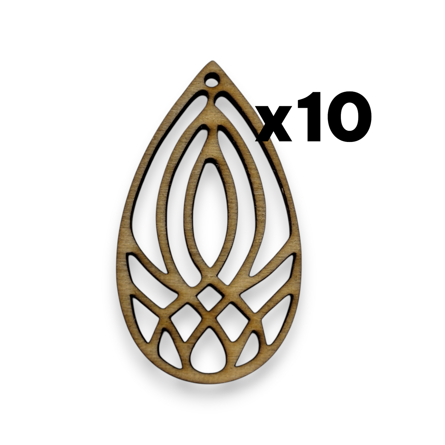 Wooden Teardrop Earring Blanks for DIY Jewellery Making, dangles - 10pc Laser Cut Pieces