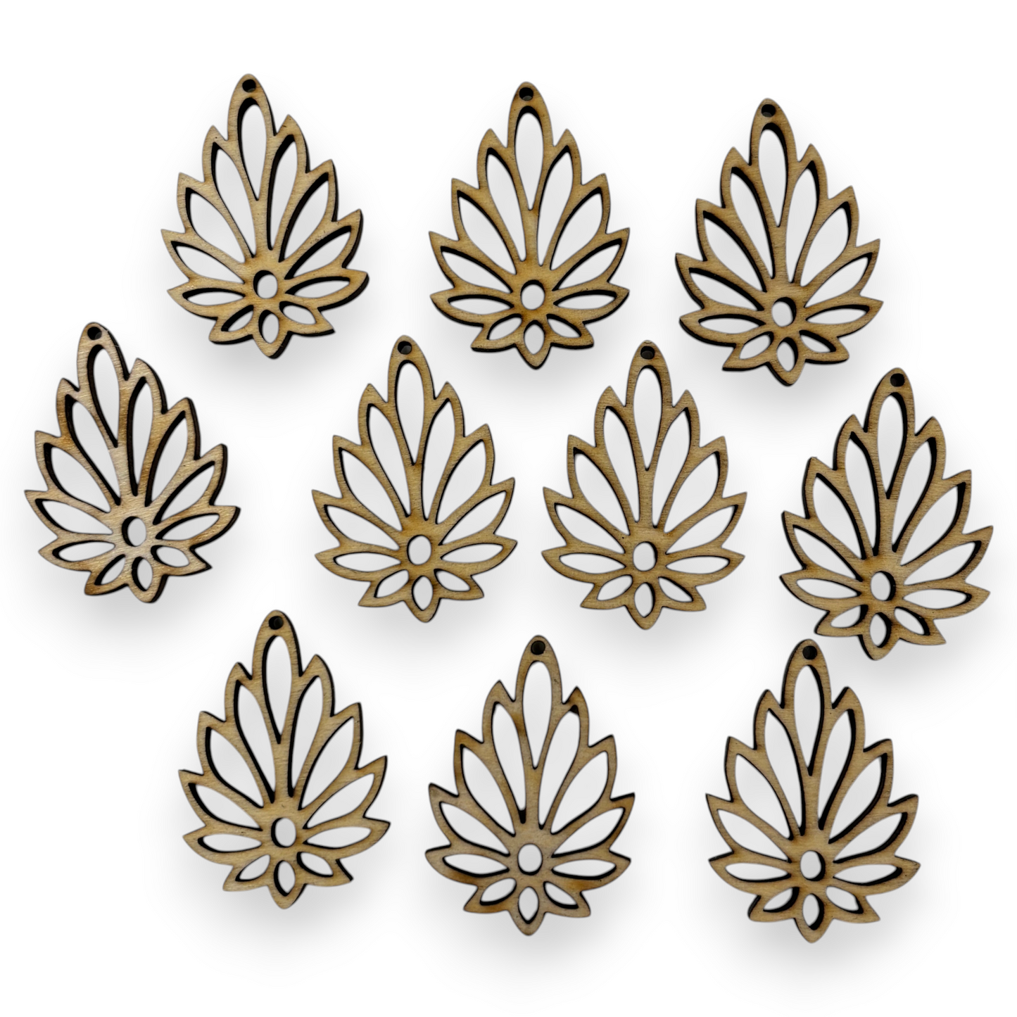 Wooden Leaf Earring Blanks for DIY Jewellery Making, dangles - 10pc Laser Cut Pieces