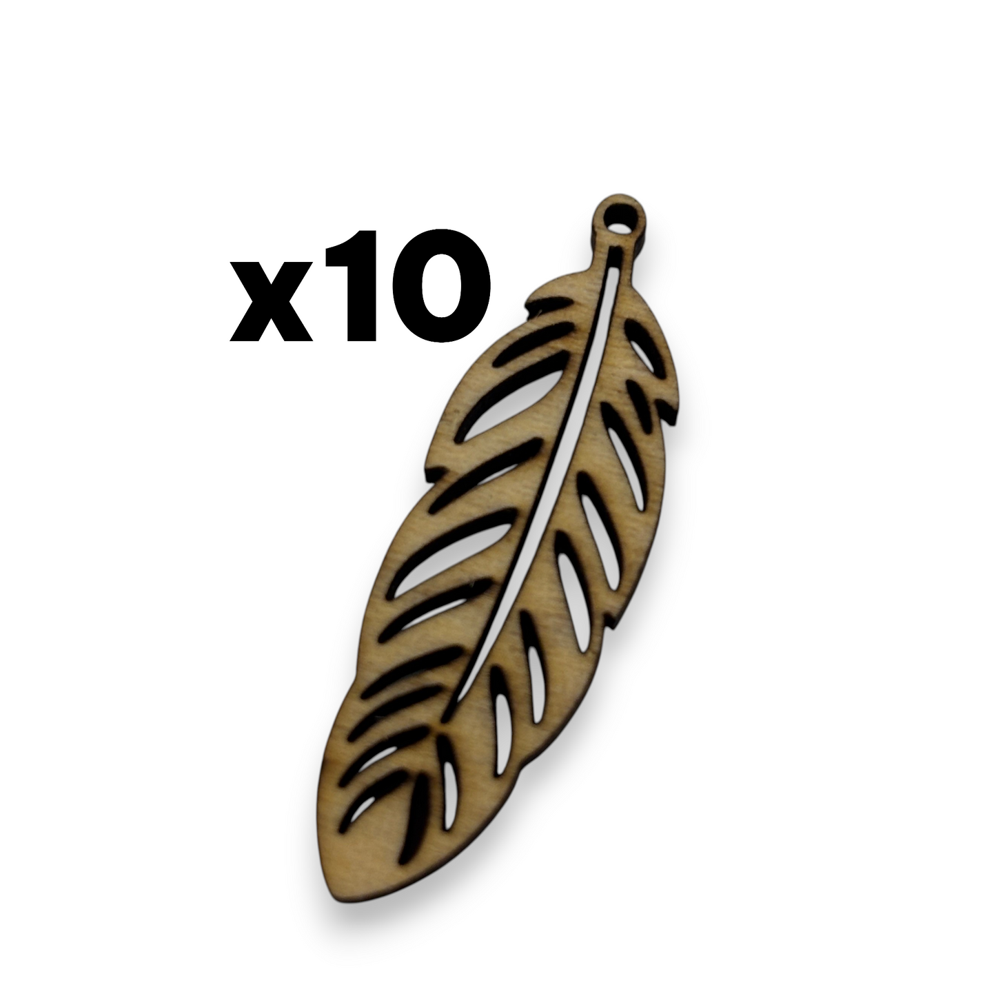 Wooden Feather Earring Blanks for DIY Jewellery Making, dangles - 10pc Laser Cut Pieces