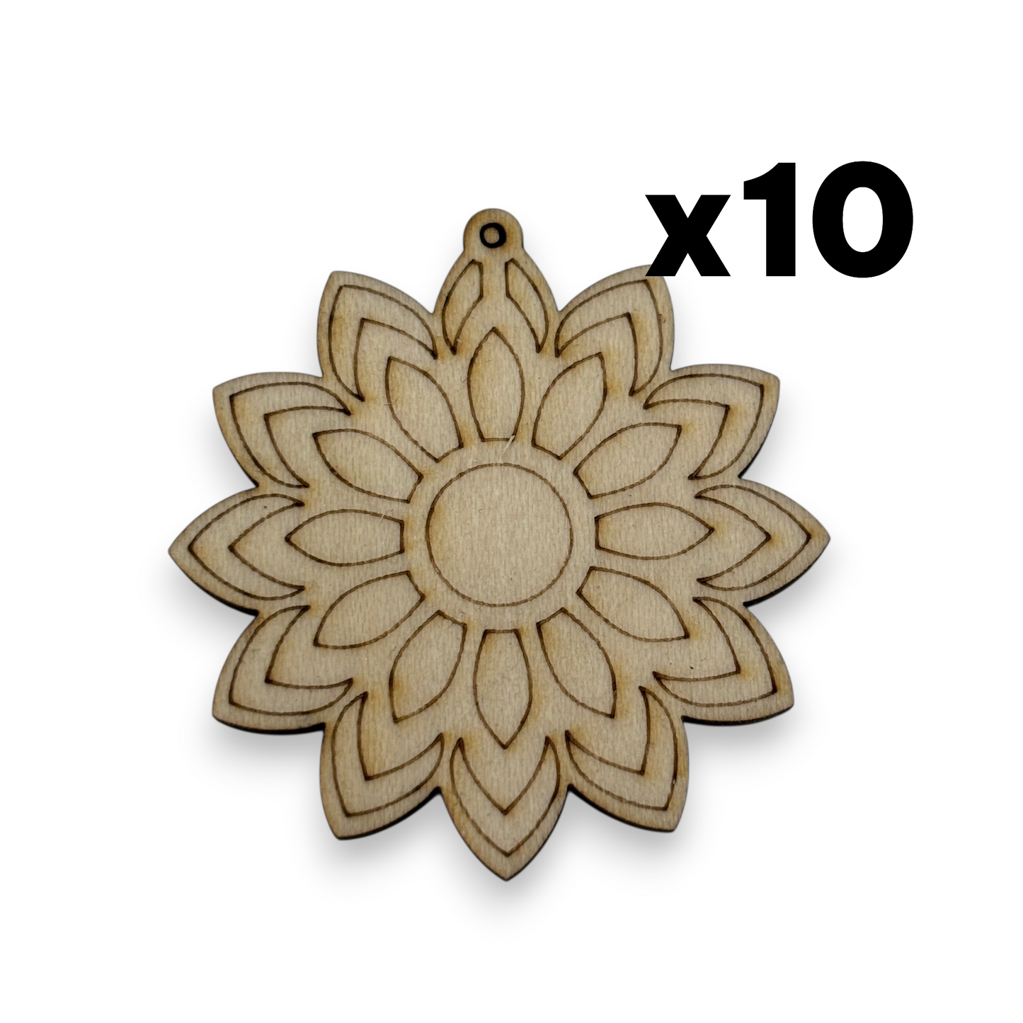 Wooden Flower Earring Blanks for DIY Jewellery Making, dangles - 10pc Laser Cut Pieces