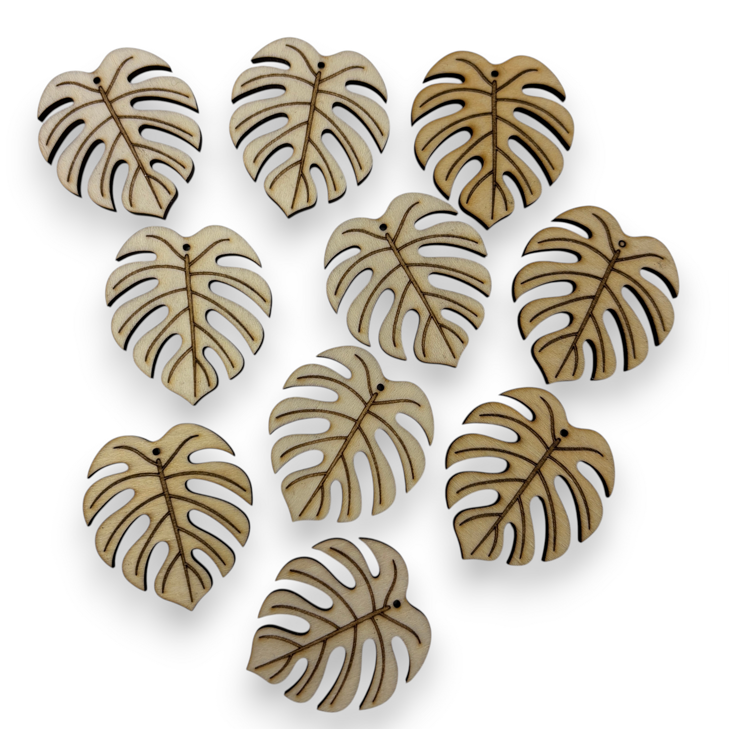 Wooden Monstera Leaf Earring Blanks for DIY Jewellery Making, dangles - 10pc Laser Cut Pieces