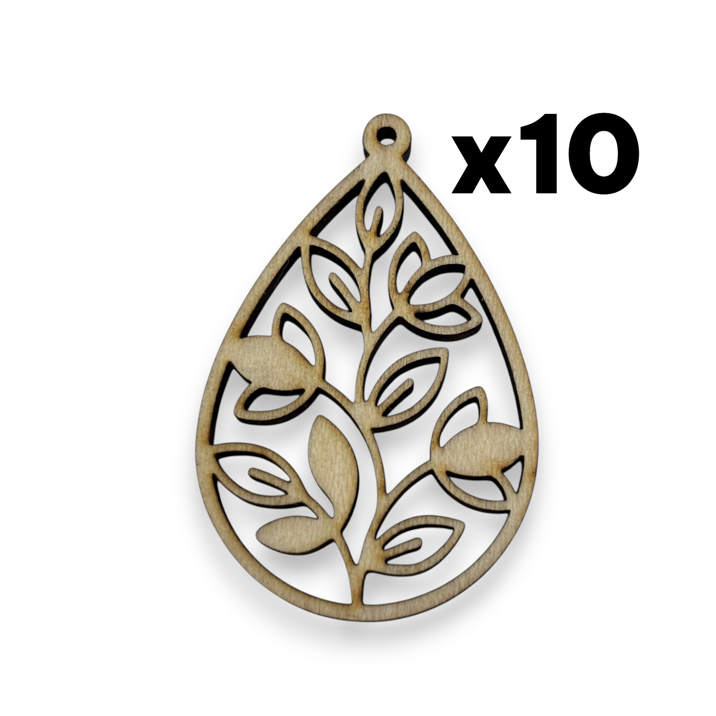 Wooden Teardrop Earring Blanks for DIY Jewellery Making, dangles - 10pc Laser Cut Pieces