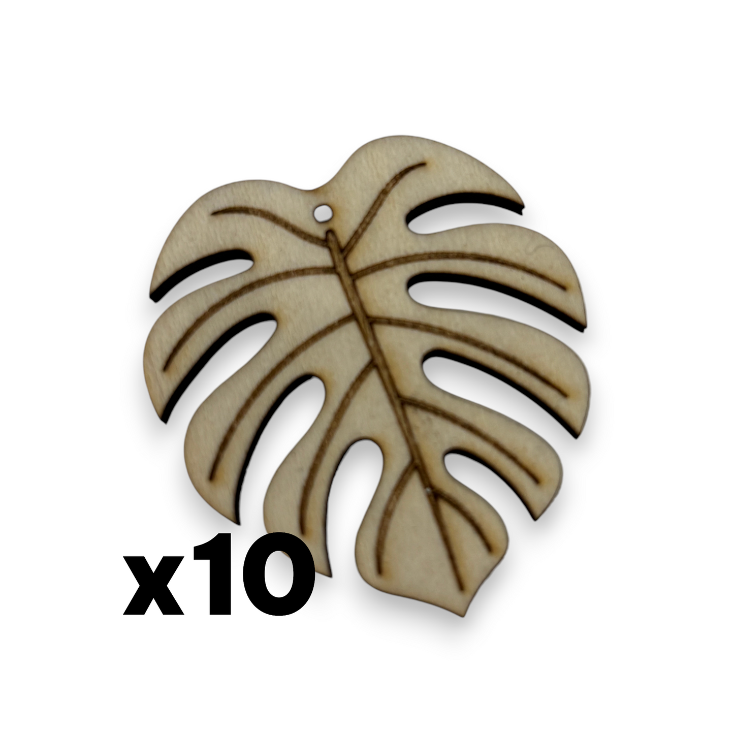 Wooden Monstera Leaf Earring Blanks for DIY Jewellery Making, dangles - 10pc Laser Cut Pieces
