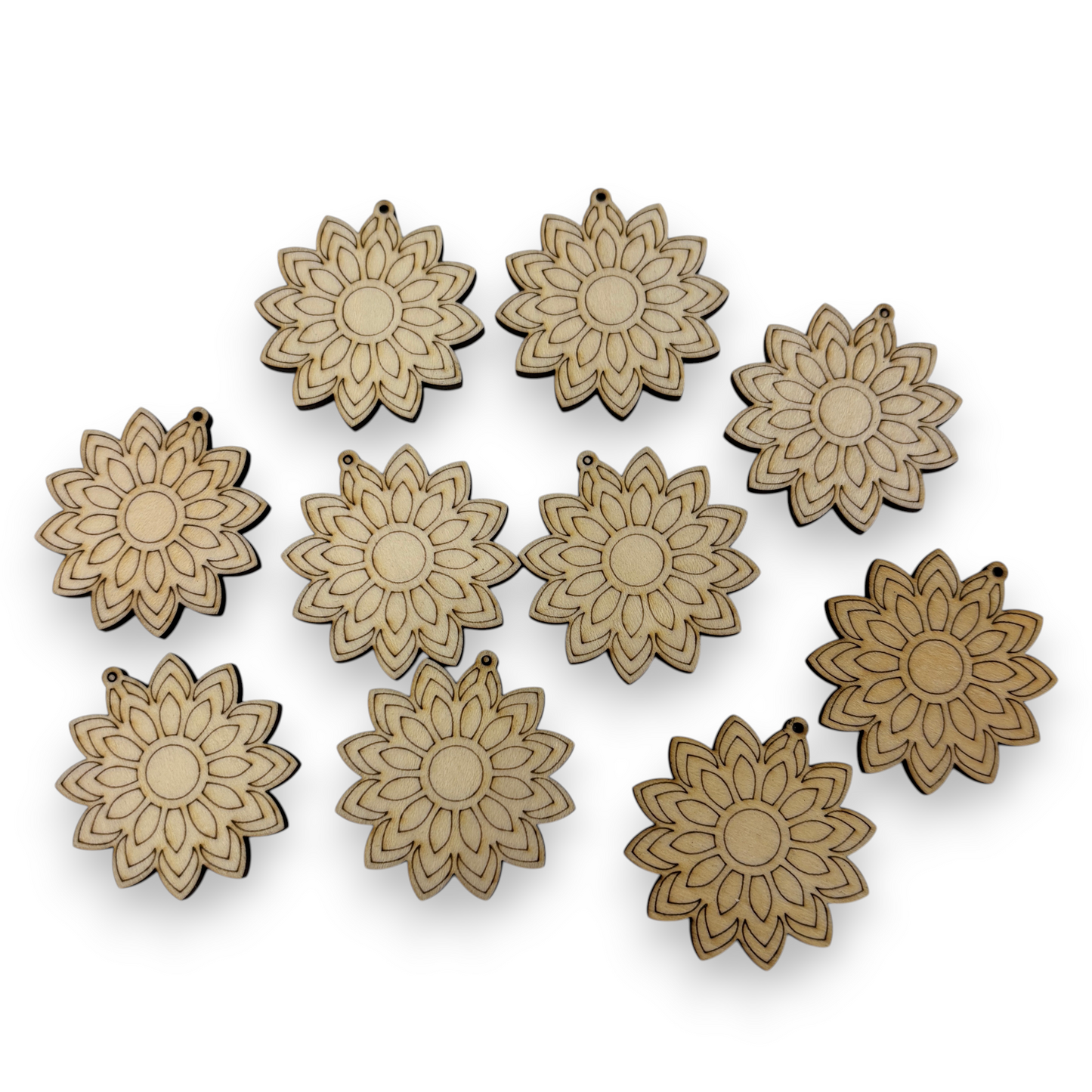 Wooden Flower Earring Blanks for DIY Jewellery Making, dangles - 10pc Laser Cut Pieces
