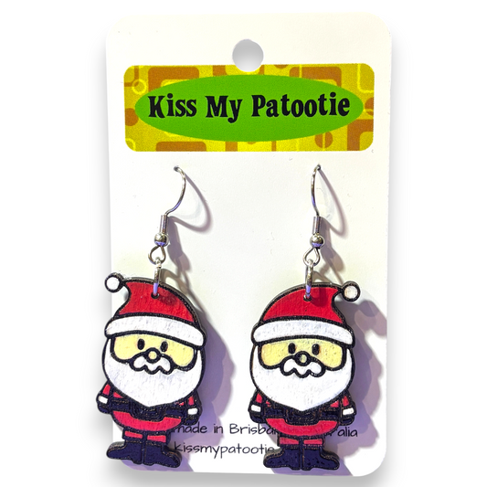 Wooden Christmas earrings - Santa