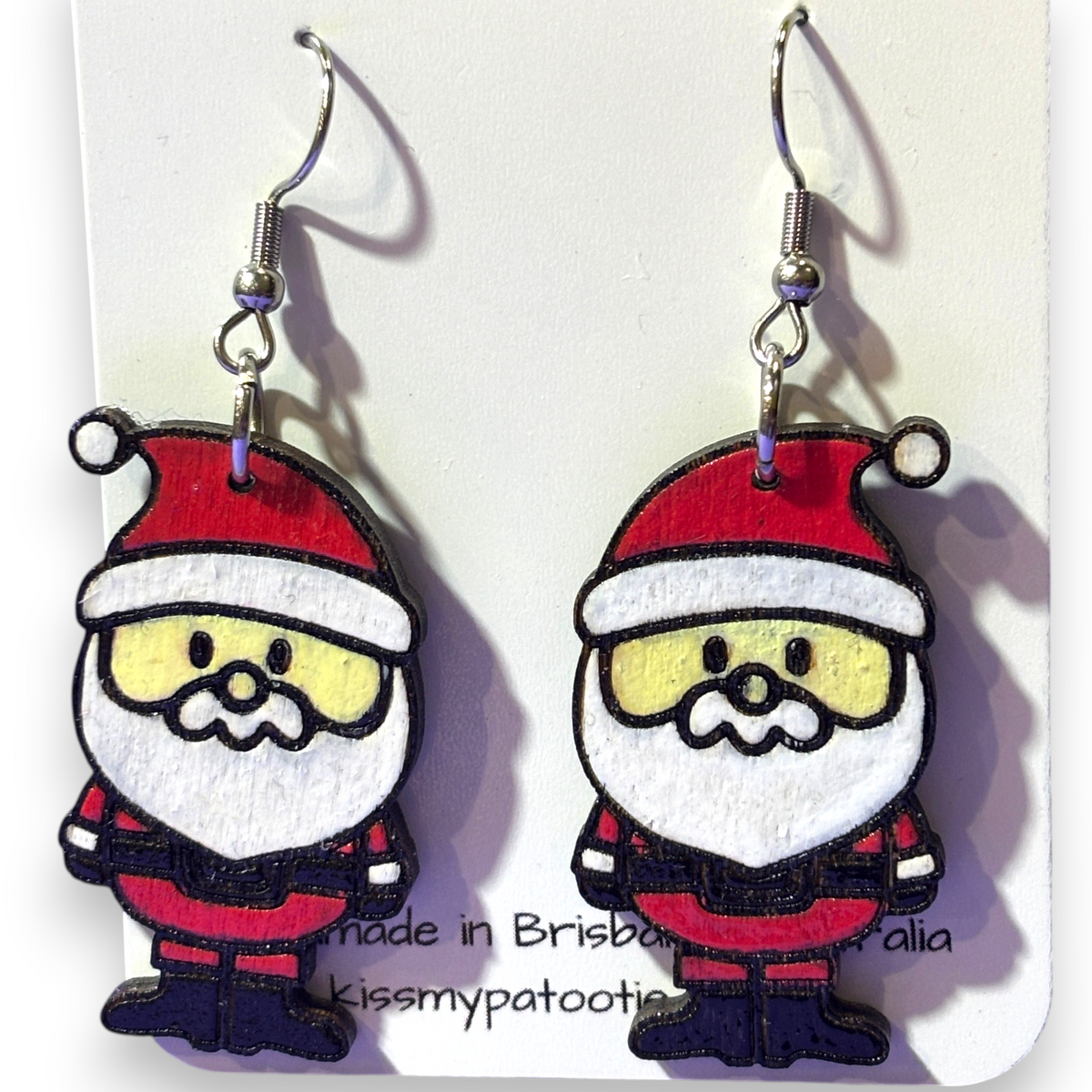 Wooden Christmas earrings - Santa